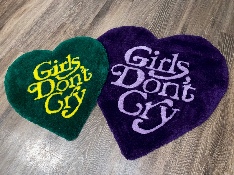 Girls Dont Cry Rug | Custom Rug | Handmade Rug | Heart Shape Rug