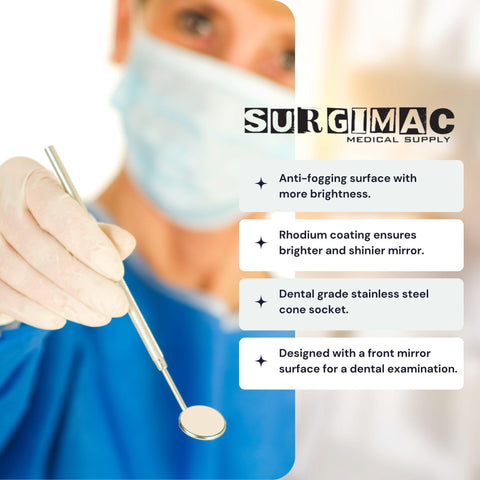SurgiMac Rhodium-Coated Front Surface Diagnostic Dental Mouth Mirror