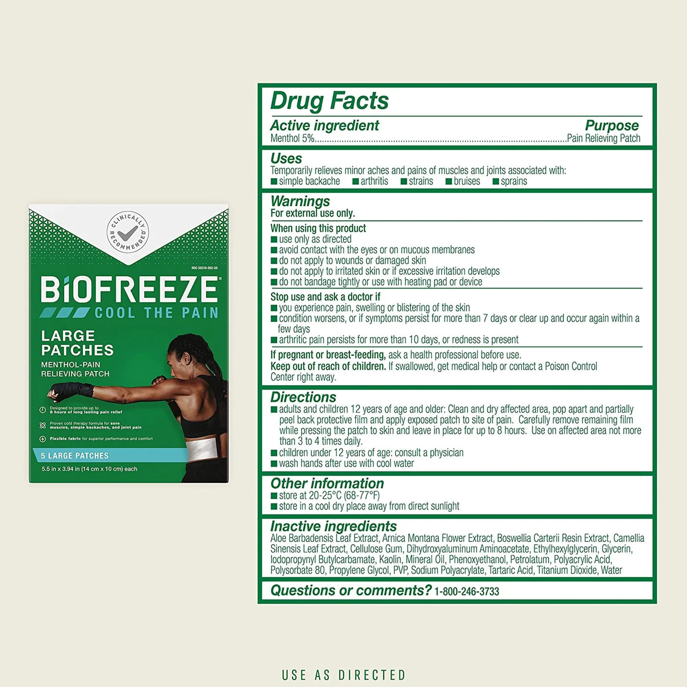Topical Pain Relief Biofreeze® 5% Strength Menthol Patch 5 per Box - SurgiMac