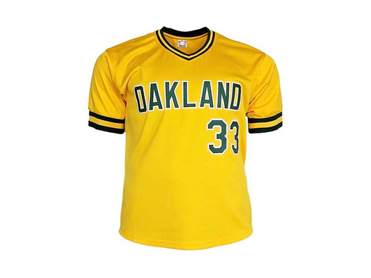  Jose Canseco Signed Oakland A's Yellow Throwback