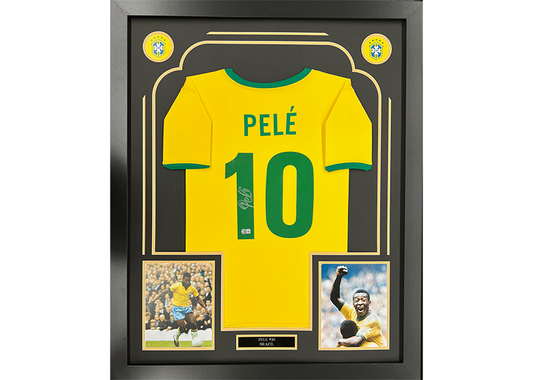 Neymar JR Autographed Brazilian National￼ Soccer Framed Jersey 35x44 Beckett