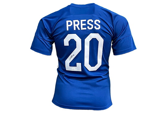 Christen Press Signed White Team USA Soccer Jersey (Black Numbers)