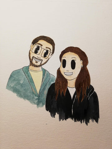 watercolor illustration of a couple