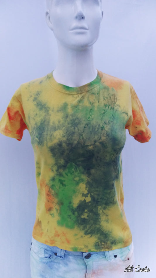 4121-Neon Pink & Yellow Tie Dye T-Shirt