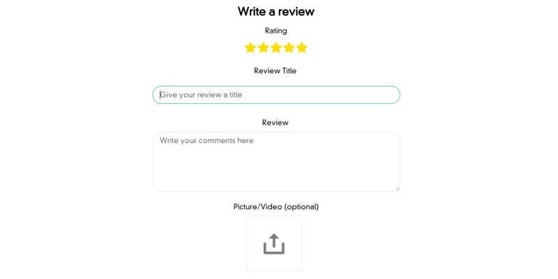 A screenshot of a product review upload page