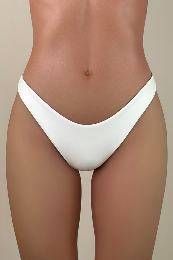 Women's Sexy Cheeky Brazilian Cut Bikini Bottom Solid Low Rise High Leg  Thong Swimsuit Bottom