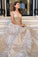 Modest Sparkly A Line Champagne V Neck Long Prom Dresses, Evening Dresses STC15269