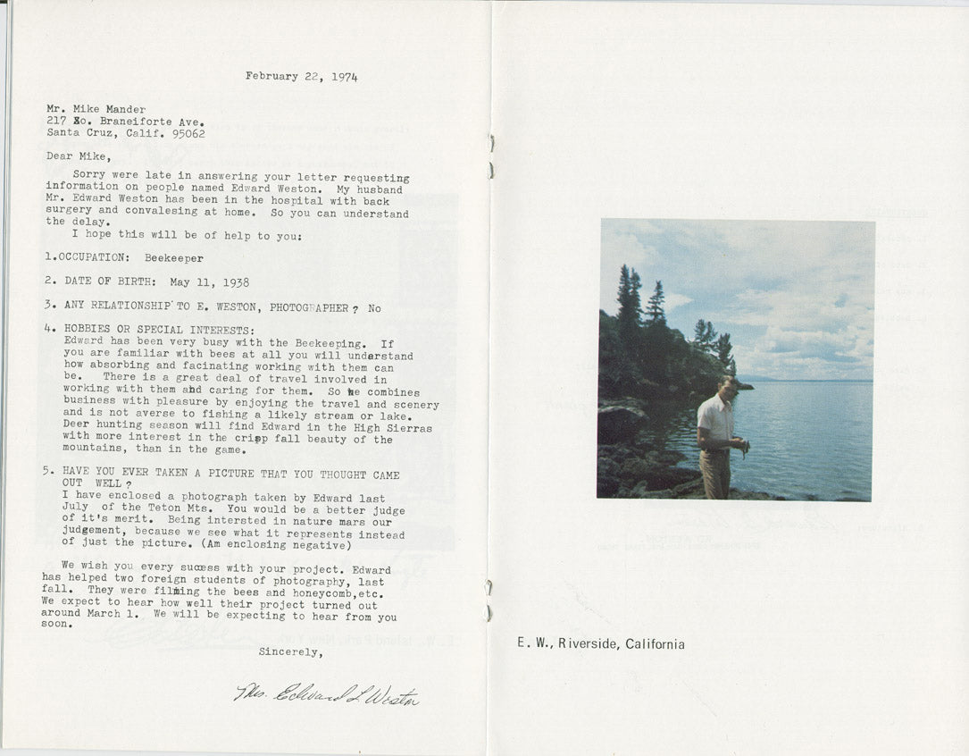 Letter to Mike Mandel from Edward Weston - Adsum
