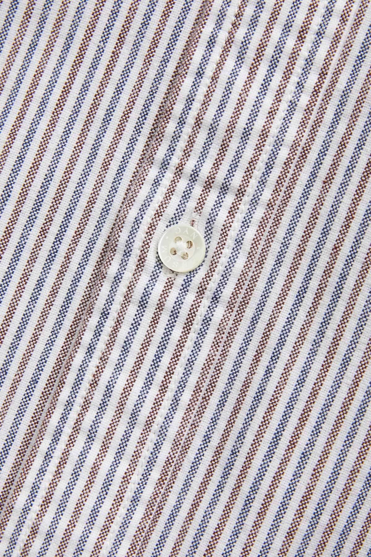 Oxford Buttondown Shirt - Navy / Brown Stripe