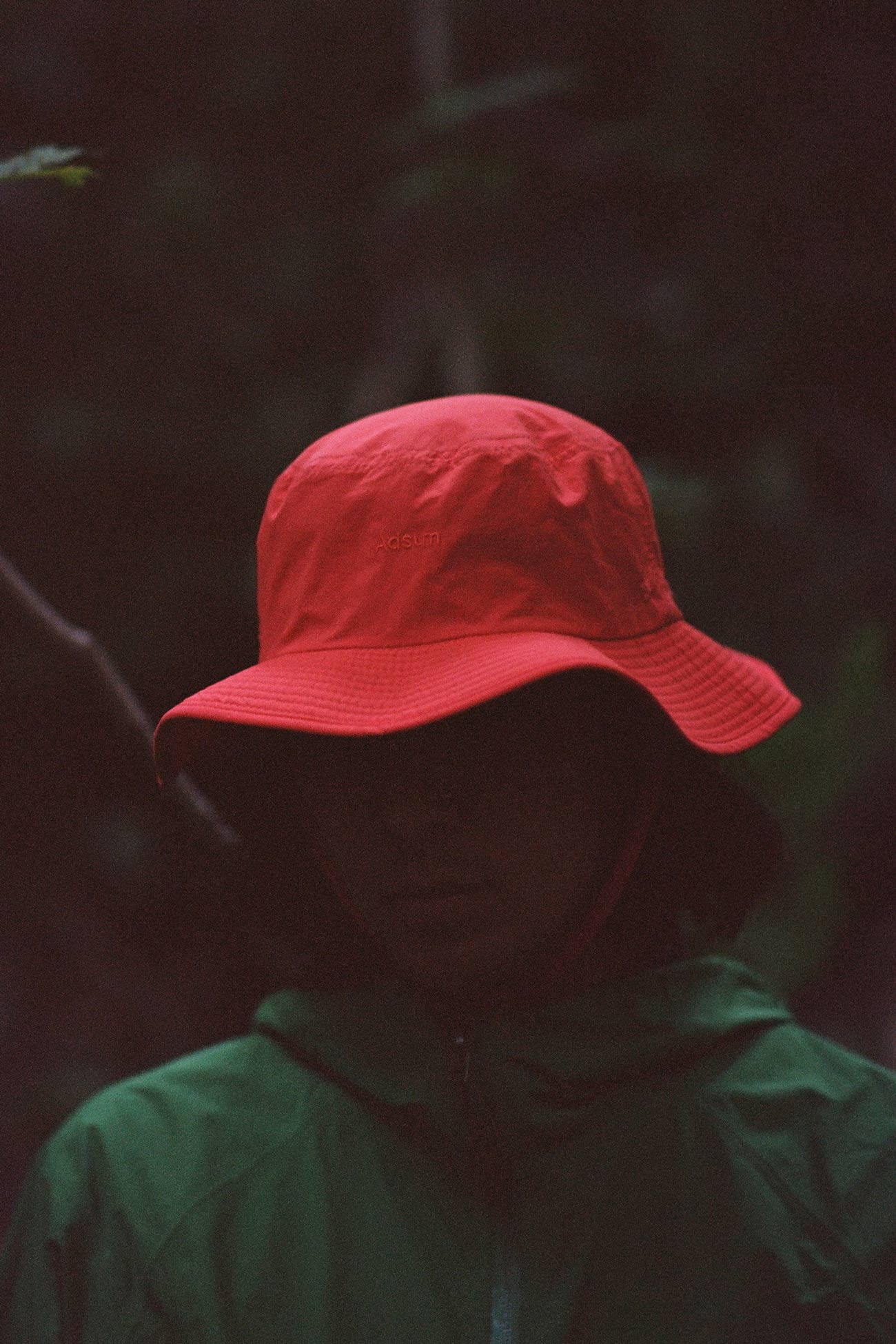Safety Red Bucket Hat on model