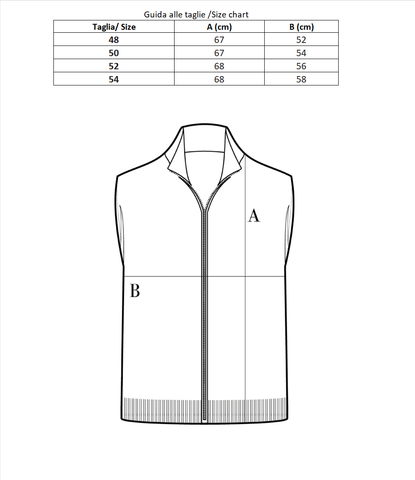 tabella taglie giacca uomo senza maniche