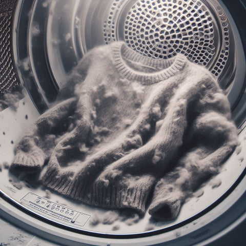 maglione infeltrito in asciugatrice