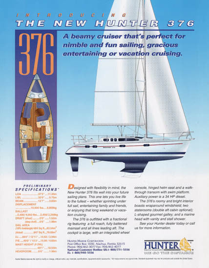 hunter 376 sailboat data