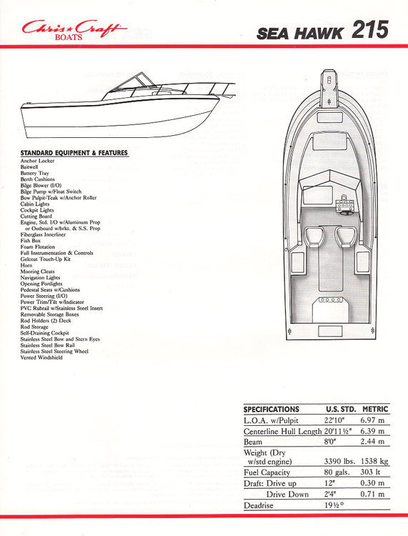 Chris Craft Sea Hawk 215 Brochure Sailinfo I Boatbrochure Com