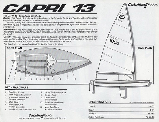 capri cyclone 13 sailboat parts