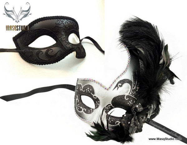 Red Silver Black Venetian Jester Mask Masquerade Mask - Men's Masquerade Masks