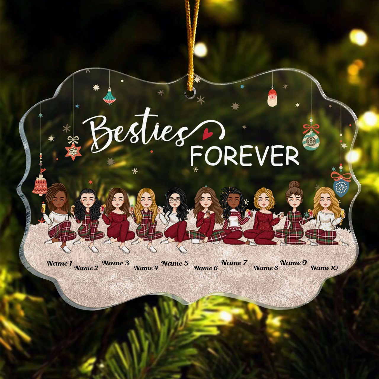 Besties Forever - Personalized Circle Acrylic Ornament - Christmas, New Year Gift For Sistas, Sister, Besties, Best Friends, Soul Sisters