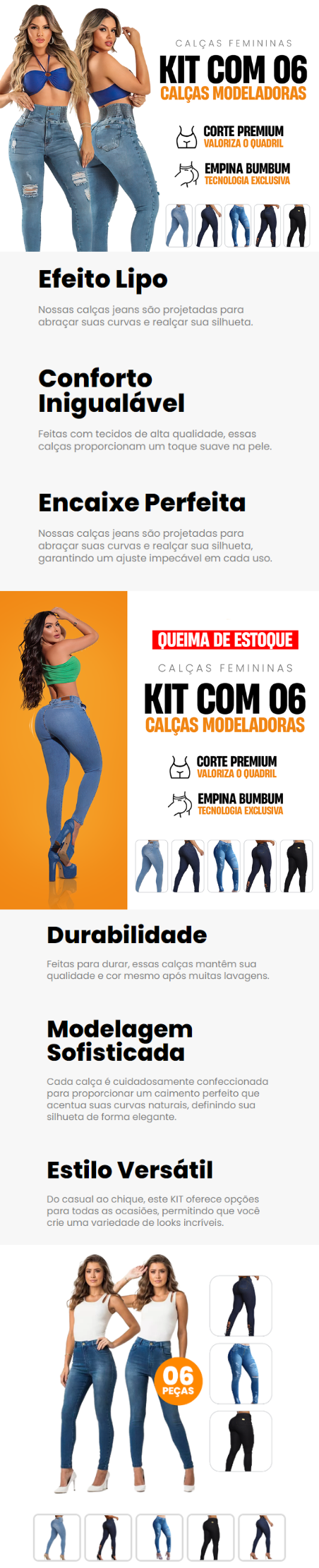 Kit 5 Calças Legging - Aumenta Bumbum e Afina Cintura + BRINDE