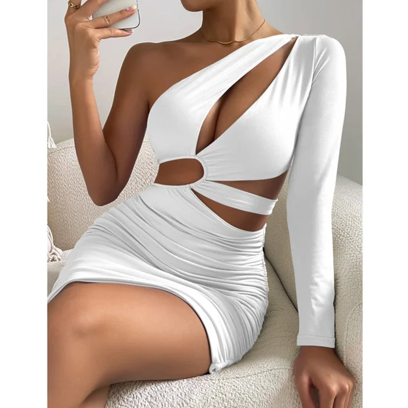 Sexy Women's Hollow Out Bodycon Dress, Spaghetti Strap Backless Mini