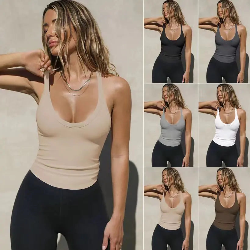 Spring European American Sexy Slim Fit Knitted Tank Top - Image 3