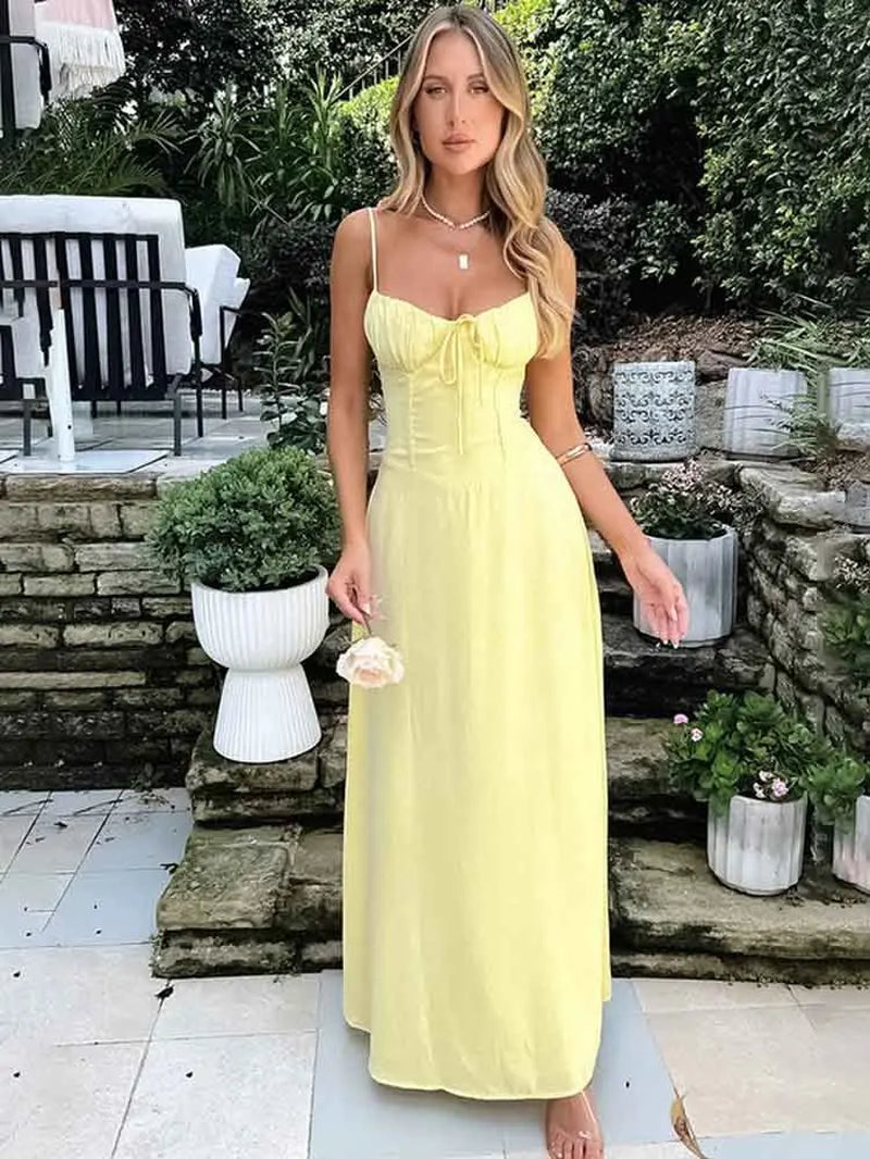White Spaghetti Strap Backless Bodycon Summer Dress for Women - Image 3