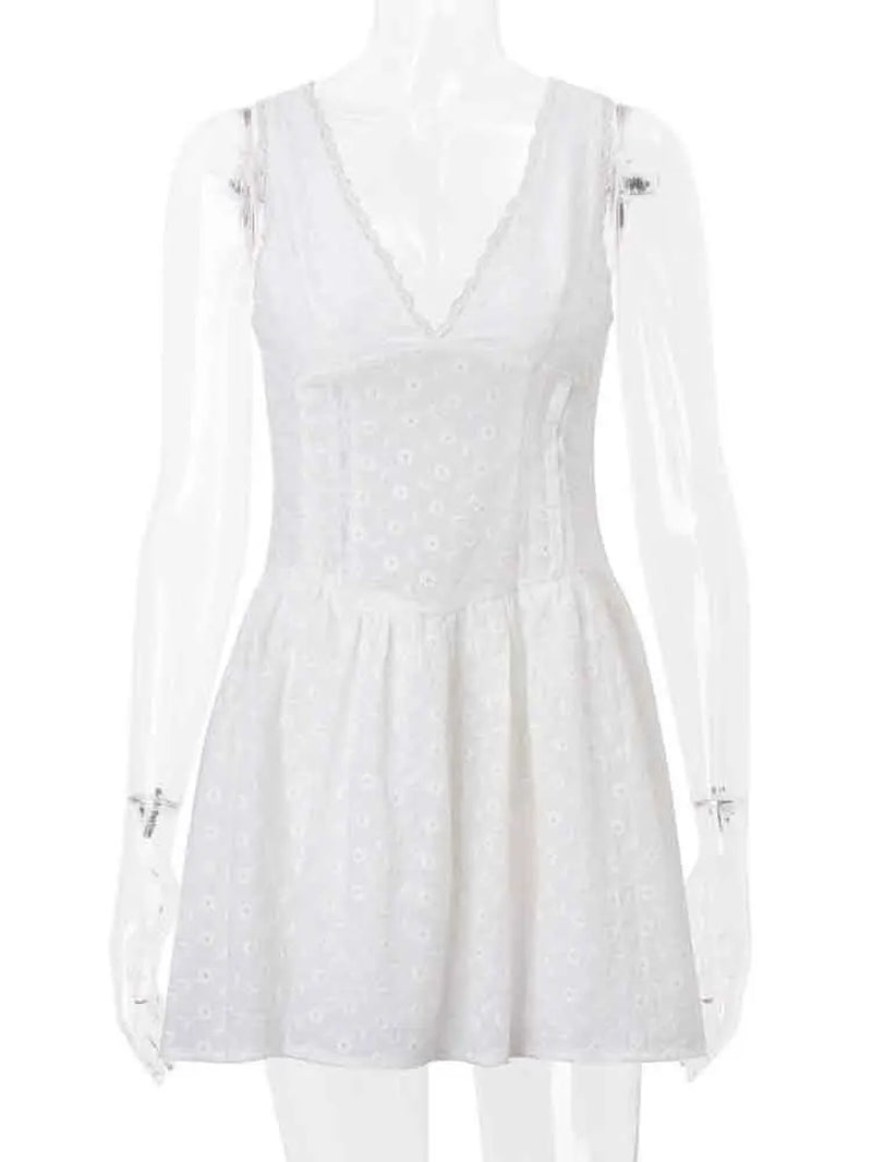 White Lace Backless Evening Party Dress Women Ruffle Bodycon Mini
