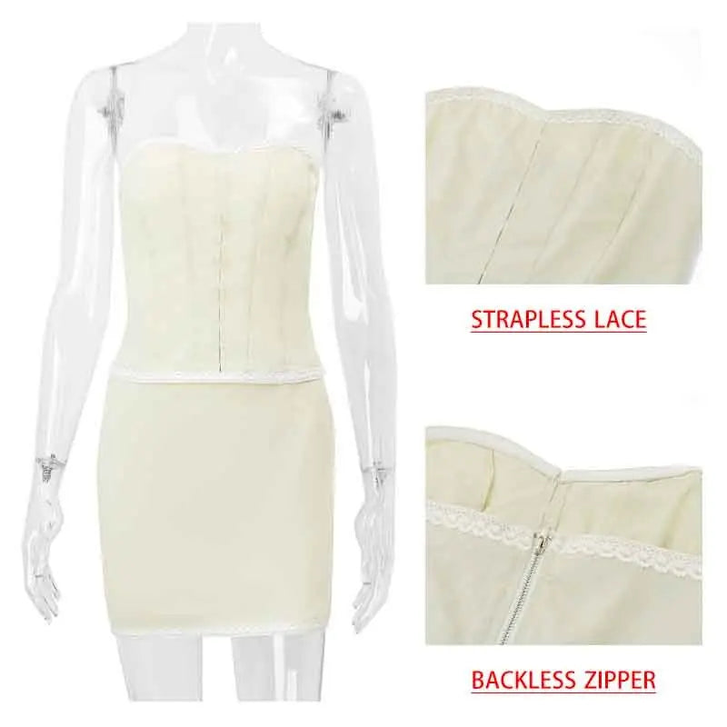 Sexy Strapless Lace Two Piece Set for Women's Evening Party - Image 6