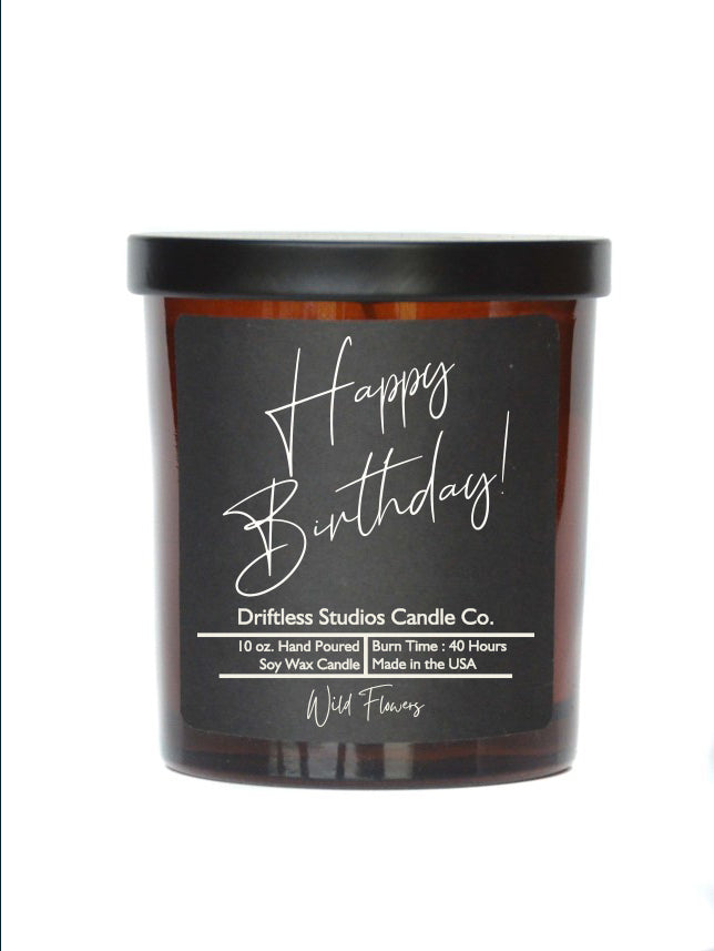 (Case Of 3 Candles) $8.95 Ea. - Happy Birthday Candle - Soy Wax Candle