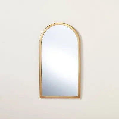 Arched 8" x 16" Metal Frame Wall Mirror Brass Finish - Hearth & Hand with Magnolia - Secondipity