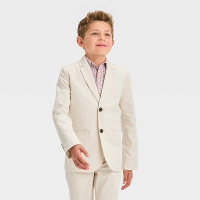 New - Boys' Dobby Blazer - Cat & Jack Light Beige 12 - Secondipity