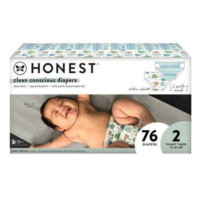 The Honest Company Clean Conscious Disposable Diapers Turtle Time & Dots + Dashes - Size 2 - 76ct - Secondipity