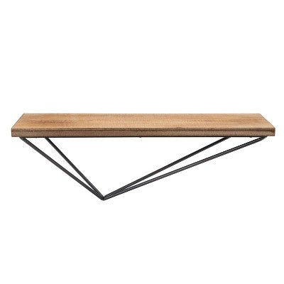 Wall Mount Floating Shelf with Diamond Shaped Iron Bracket Brown - Danya B. - Secondipity