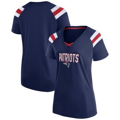 New - NFL New England Patriots Women's Authentic Mesh Short Sleeve Lace Up V-Neck Fashion Jersey - S - Secondipity