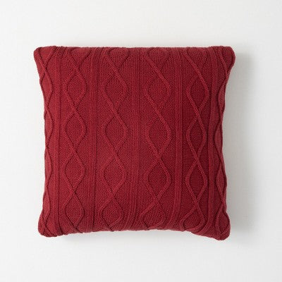 Sullivans Winterberry Cable Knit Decorative Pillow Red 17.5"H Sullivans