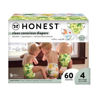 The Honest Company Clean Conscious Disposable Diapers Spread Your Wings & Ur Ribbiting - Size 4 - 60ct The Honest Company