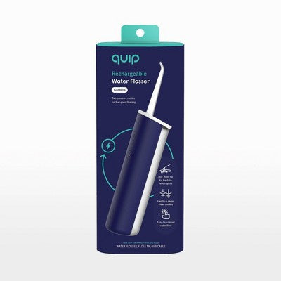 New - quip Rechargeable Cordless Plastic Water Flosser with 2 Modes + 360º Tip - Midnight Blue quip