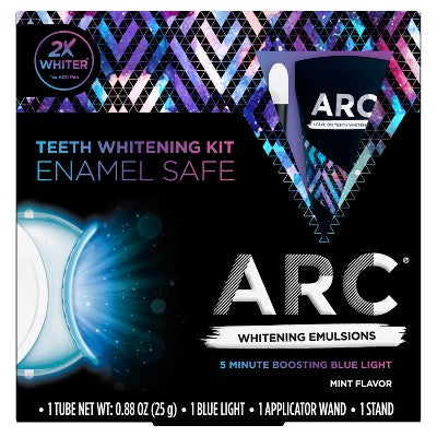 New - ARC Emulsion Leave-On Tooth Whitening System with Applicator, Stand and LED Blue Light - Mint Flavor - 0.88oz - Secondipity