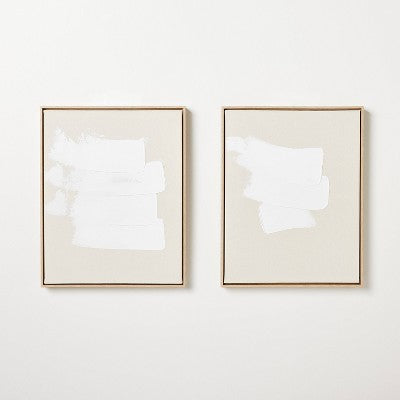 Open Box - (Set of 2) 16"x20" White Patches Embellished Framed Wall Art Canvas - Threshold designed with Studio McGee - Secondipity