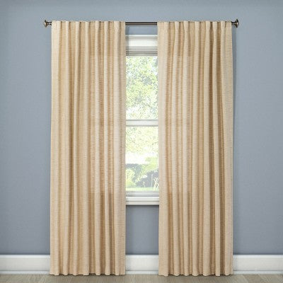 1pc 54"x95" Light Filtering Textured Weave Window Curtain Panel Cream - Threshold - Secondipity