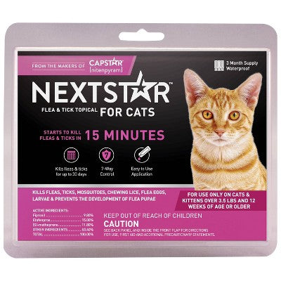 Open Box - NextStar Flea and Tick Prevention for Cats - Over 3.5lbs/3ct NextStar