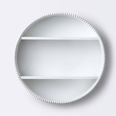 New - Round Decorative Wall Shelf with Beading - White - Cloud Island - Secondipity