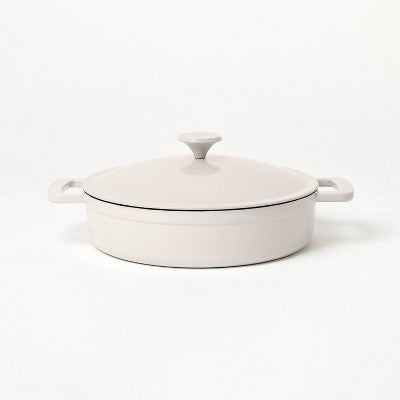 New - 3.5qt Enamel Braiser Light Gray - Figmint - Secondipity