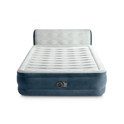 Open Box - Intex 18" Pillow Top Air Mattress Electric Pump Headboard Queen Intex