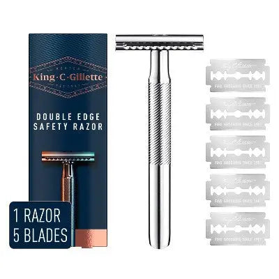 King C. Gillette Men's Double Edge Safety Razor + 5 Refill Blades - Secondipity