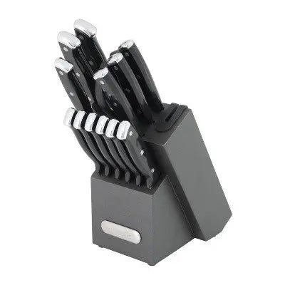 New - Farberware 14pc Triple Rivet Knife Block Set with Edgekeeper Sharpener Graphite Farberware