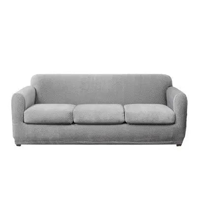 New - Stretch Modern Block 3 Seat Sofa Slipcover Gray - Sure Fit - Secondipity