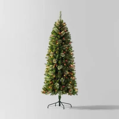 Open Box 6' Pre-lit Slim Virginia Pine Artificial Christmas Tree Multicolor Lights - Wondershop - Secondipity