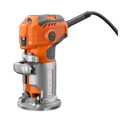 Open Box -  RIDGID 5.5 Amp Corded Compact Power Trim Router with Micro-Adjust Dial R24012 - Secondipity