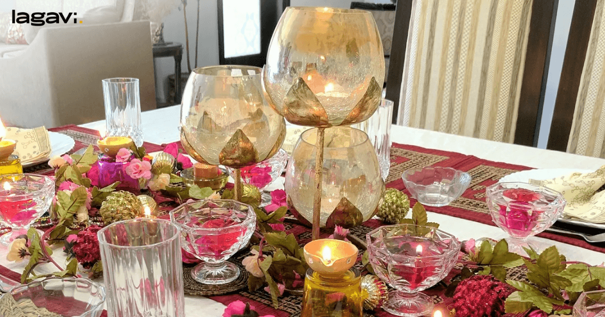 Traditional dinnerware Diwali Decoration Ideas