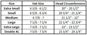 mizuno baseball helmet size chart